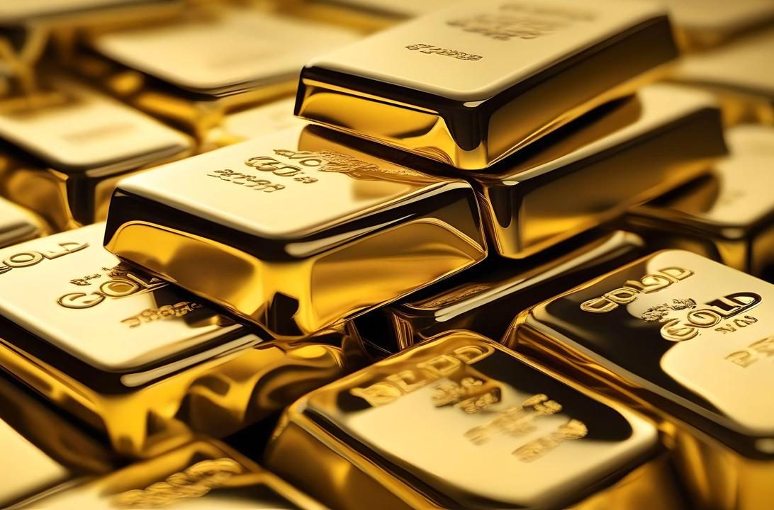 Ilustrasi emas digital dengan teknologi blockchain dan sistem keuangan modern.