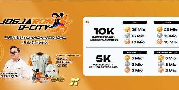 Lari Sambil Wisata! Jogja Run D-City 2026, Cek Tiketnya di Sini