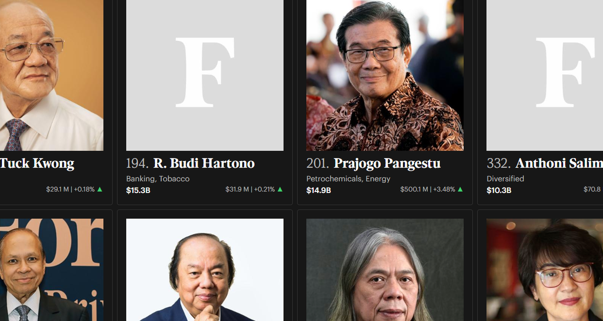 Forbes Rilis Daftar 10 Orang Terkaya Indonesia Juli 2026 Low Tuck Kwong Puncaki Posisi