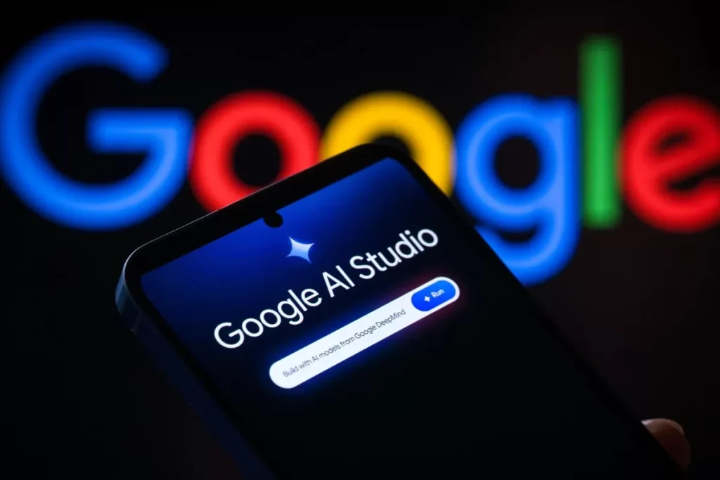 Ilustrasi aplikasi Google AI Studio yang dibatalkan dan fitur-fiturnya dipindahkan ke aplikasi Gemini.